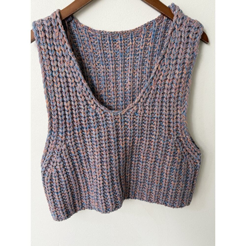Free People Hoopla Vest Purple Crochet Size Small Cotton Blend Boho Festival